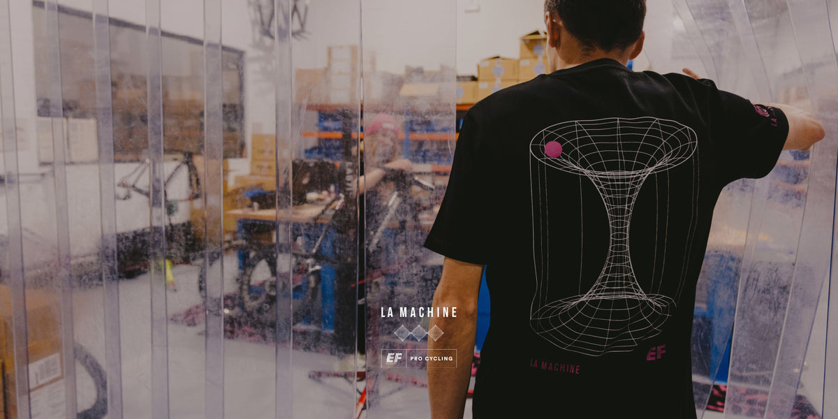 Announcement header for the La Machine x EF Pro Cycling collaboration.