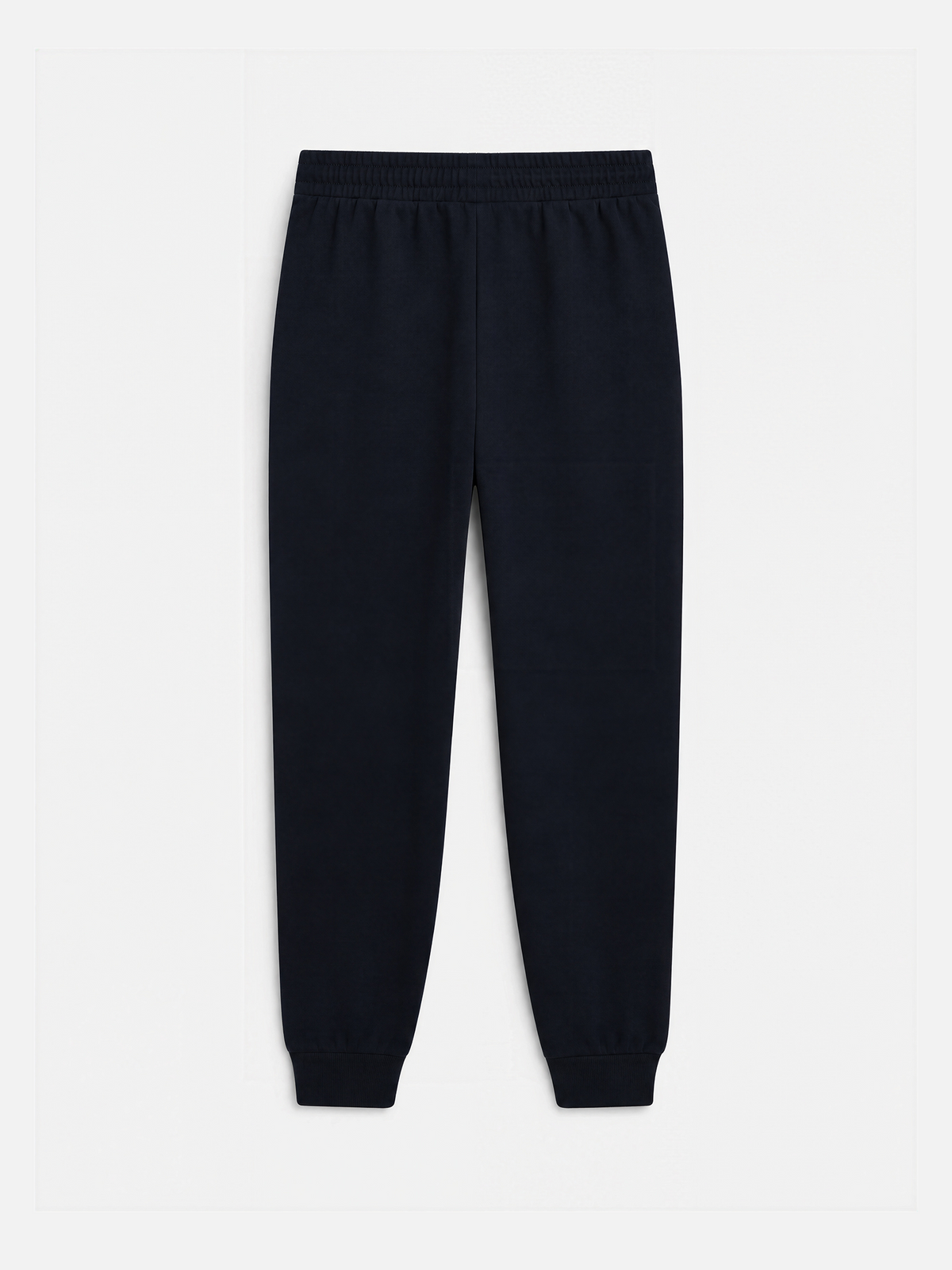 Detail of the matte eyelets on the dark navy Beyond the Bike sweatpants.