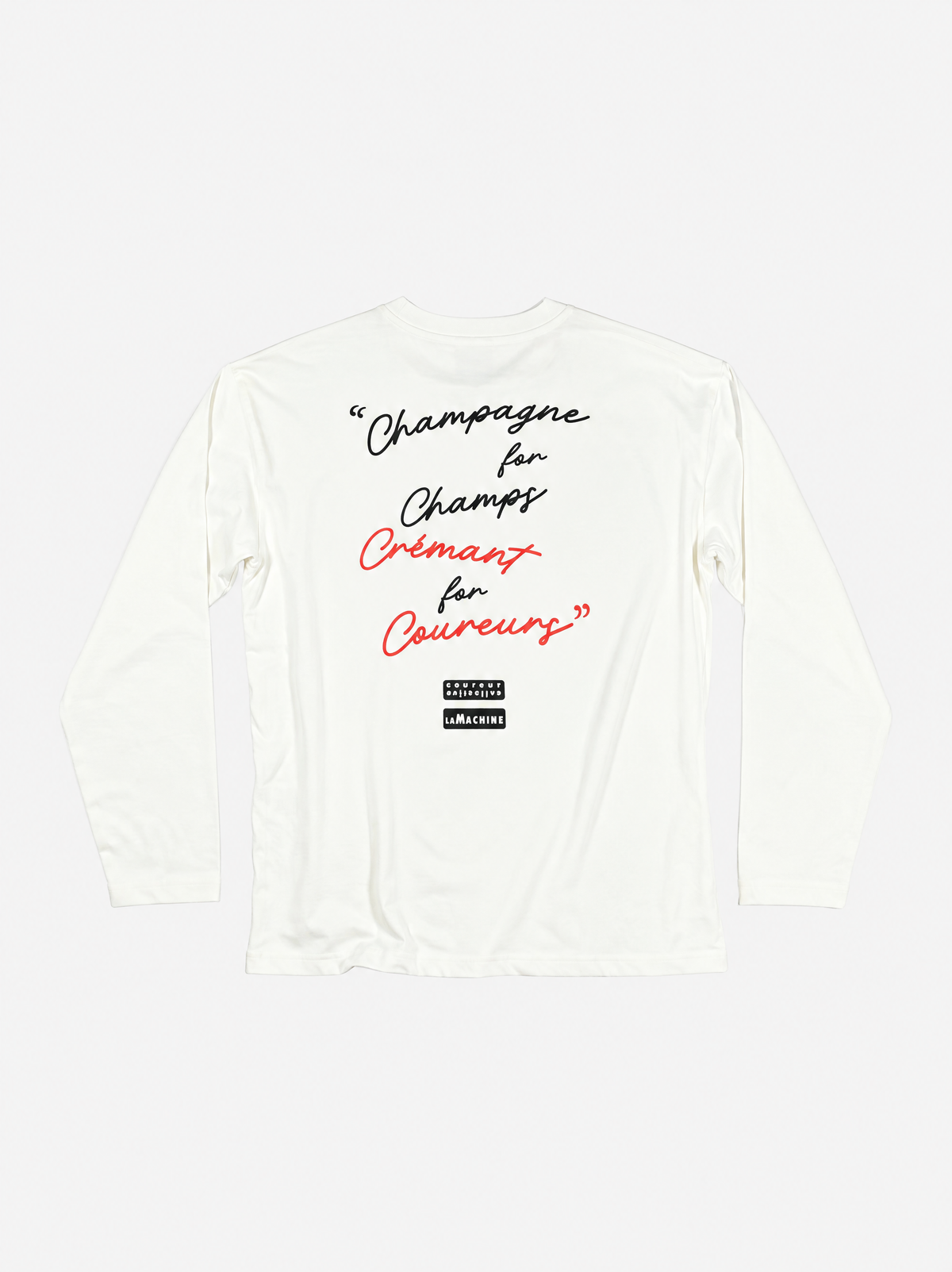 Close-up of the print on the Crémant for Coureurs - Longsleeve by La Machine Cycle Club.