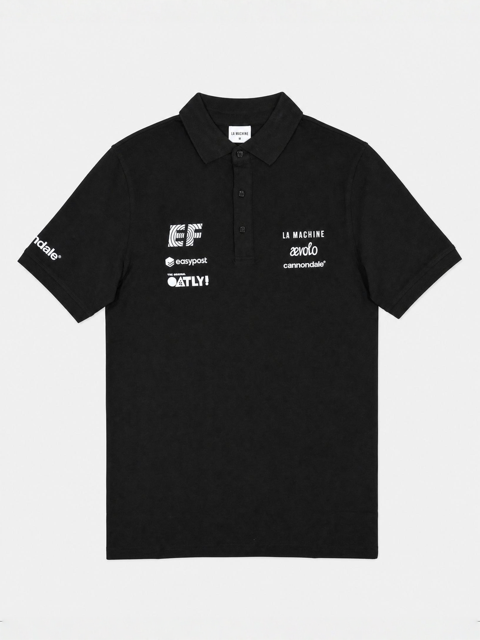 A black La Machine x EF Pro Cycling official team polo shirt for 2026, shown on a plain background.