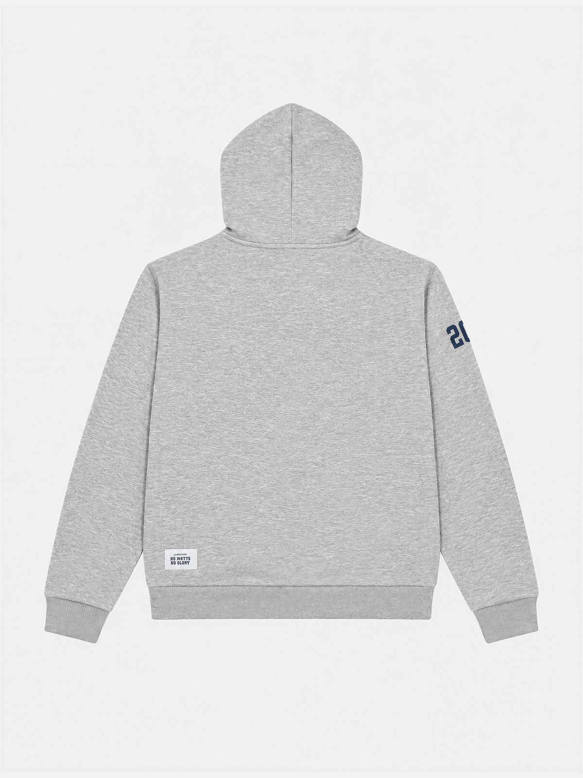 Back view of the LMCC University Hoodie by La Machine Cycle Club, laid flat.