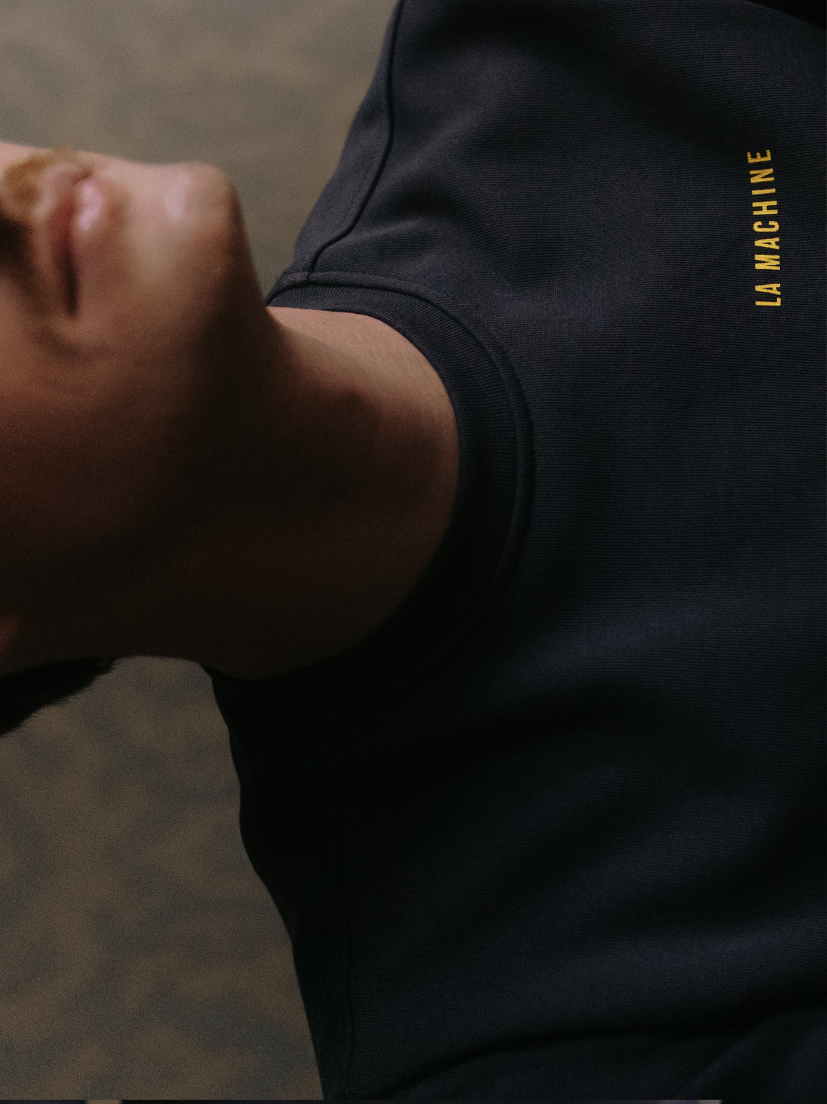 Stationnement Interdit Sweatshirt in dark navy blue by La Machine, side view.
