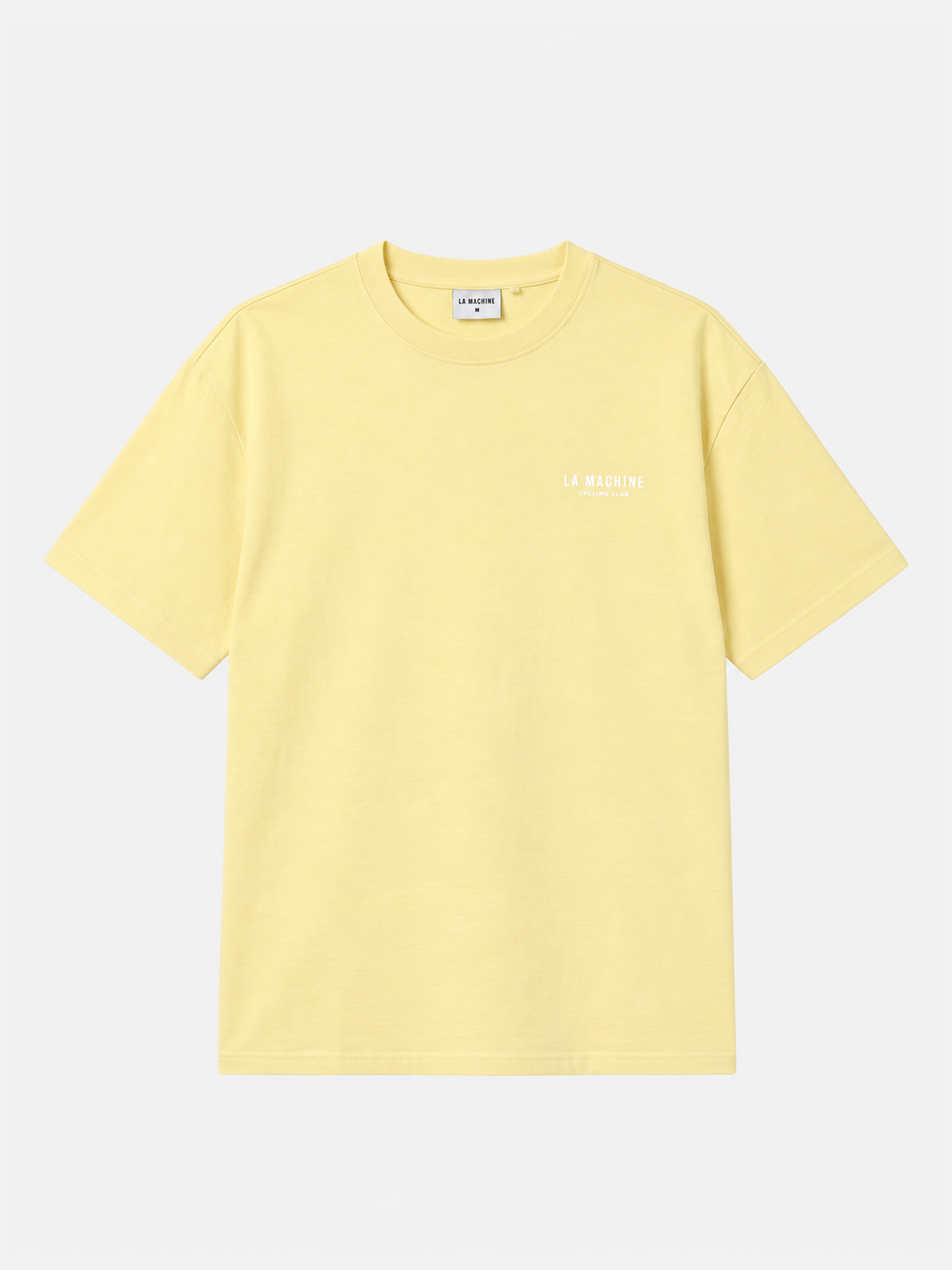 Front view of the La Machine Club Line T-shirt Jaune, laid flat.