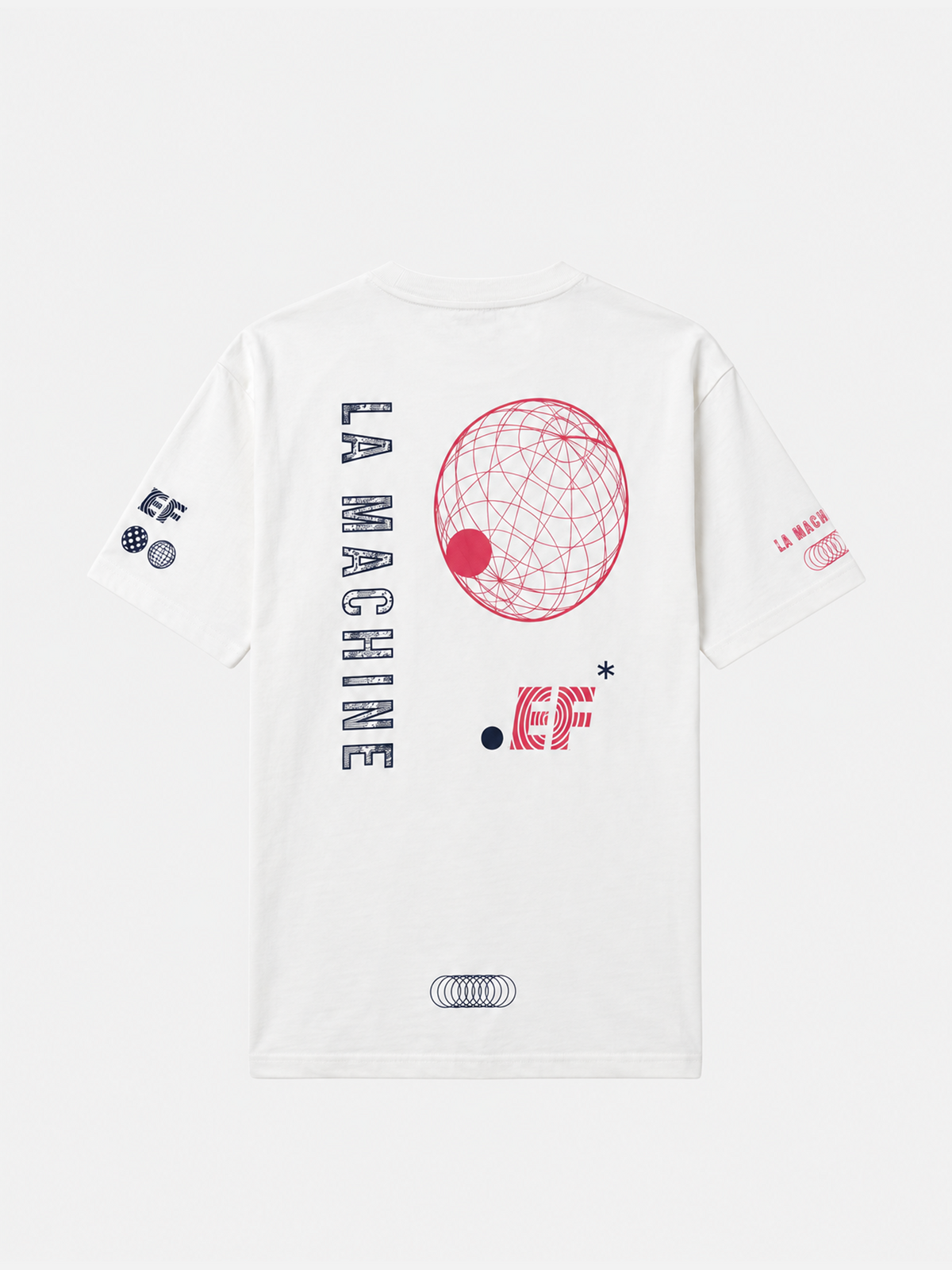 Back view of the La Machine x EF Pro Cycling Globe T-shirt Off White.