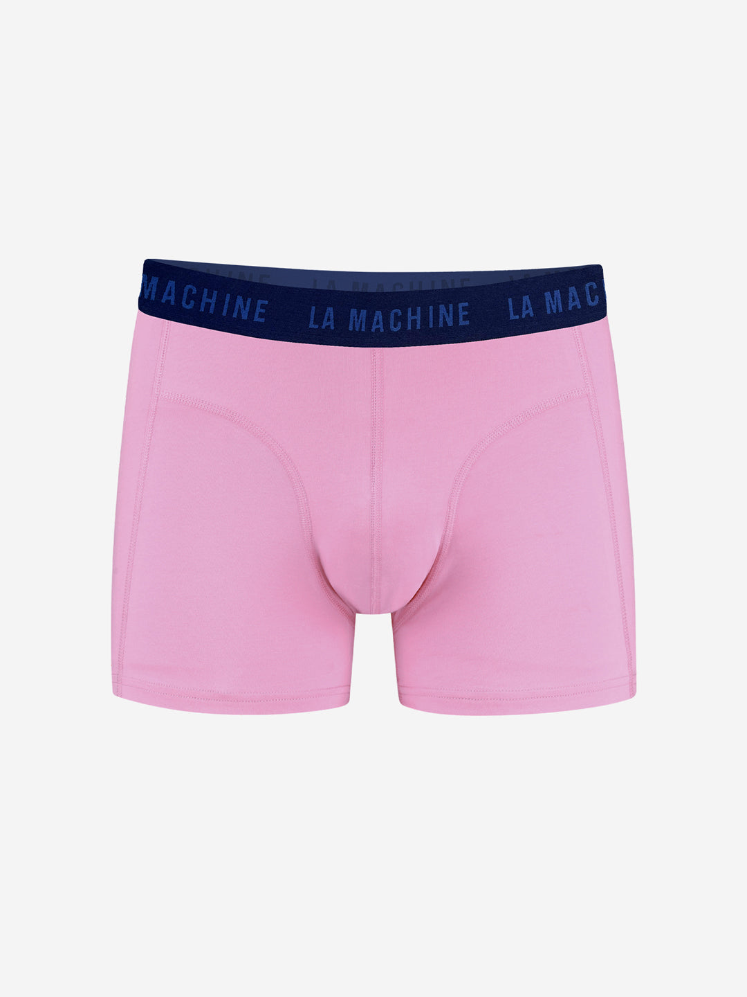 La Machine Cycle Clubs Grand Tours boxershorts bundle features pink cycling-inspired mens underwear with a navy blue waistband and light blue LA MACHINE text, shown on a plain white background.