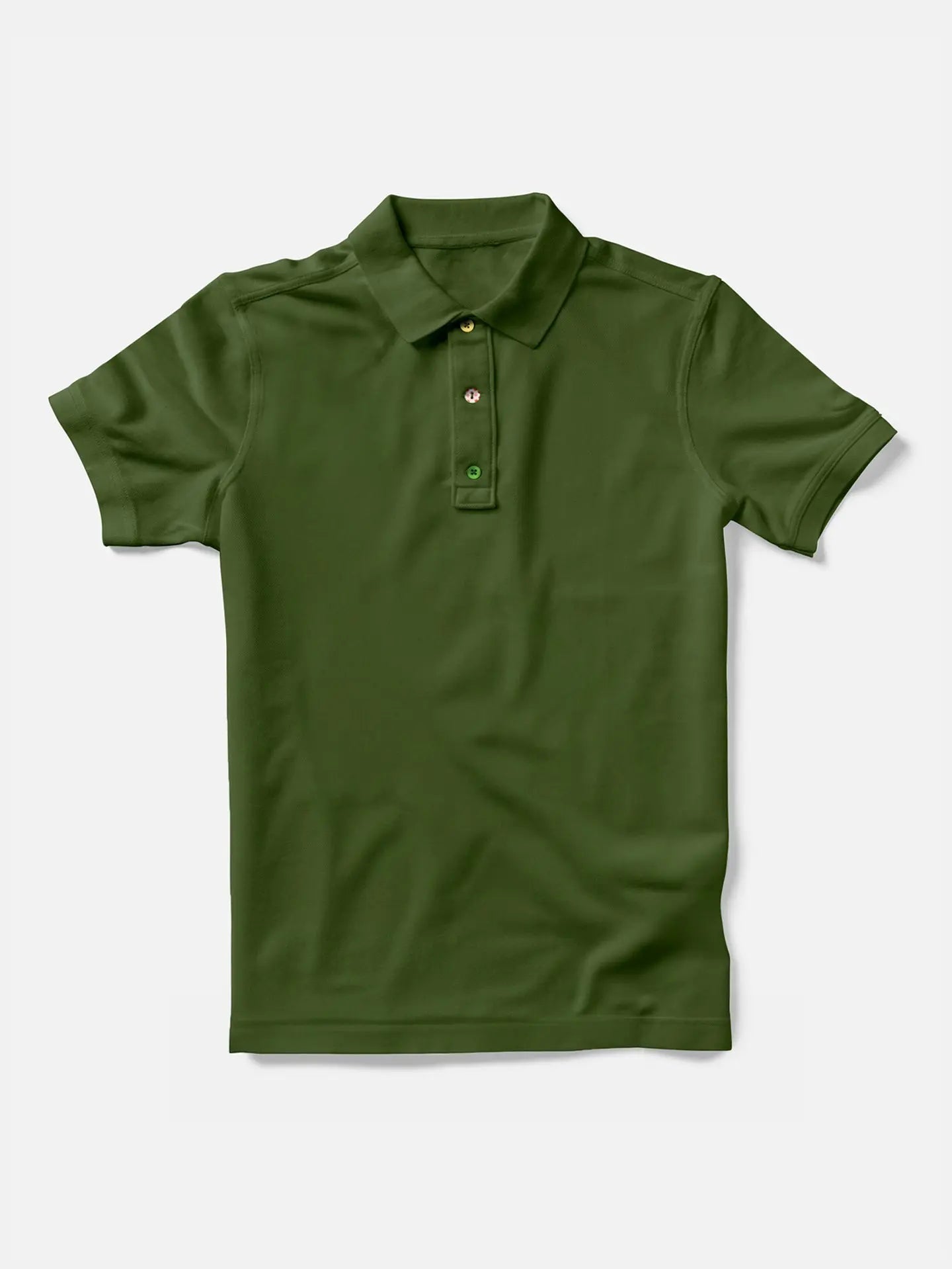 The La Machine Cycle Club Grande Boucle Polo Shirt in khaki is a mens short-sleeve polo, made from premium stretch pique with a collar and three Tour de France buttons, shown laid flat on a white background.