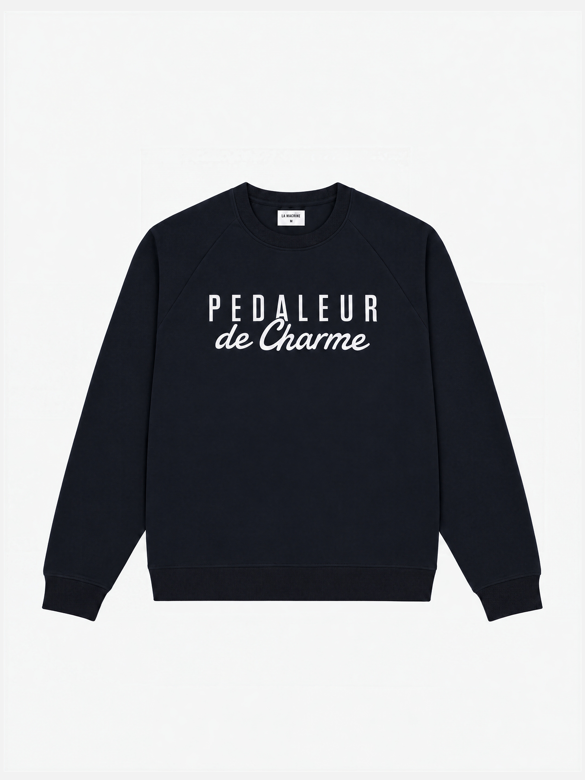 Front view of the Petit Pedaleur de Charme Sweatshirt by La Machine, laid flat.