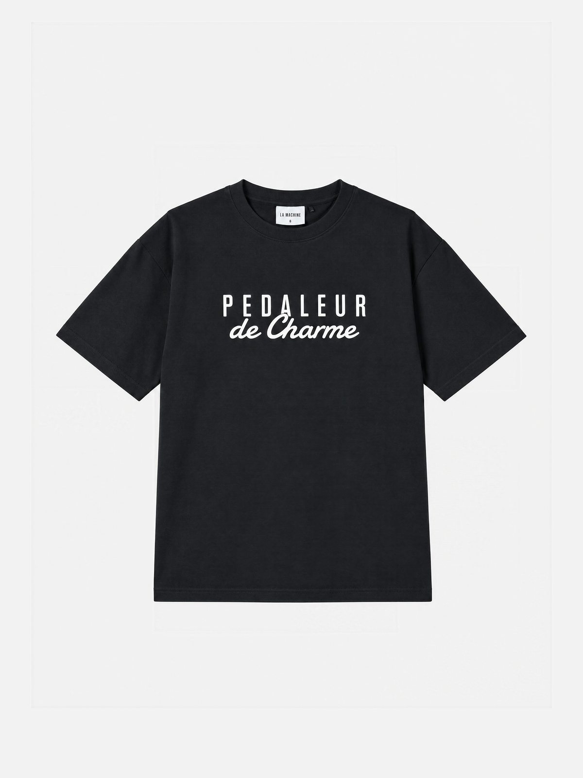 Front view of the Petit Pedaleur de Charme T-shirt by La Machine, laid flat.