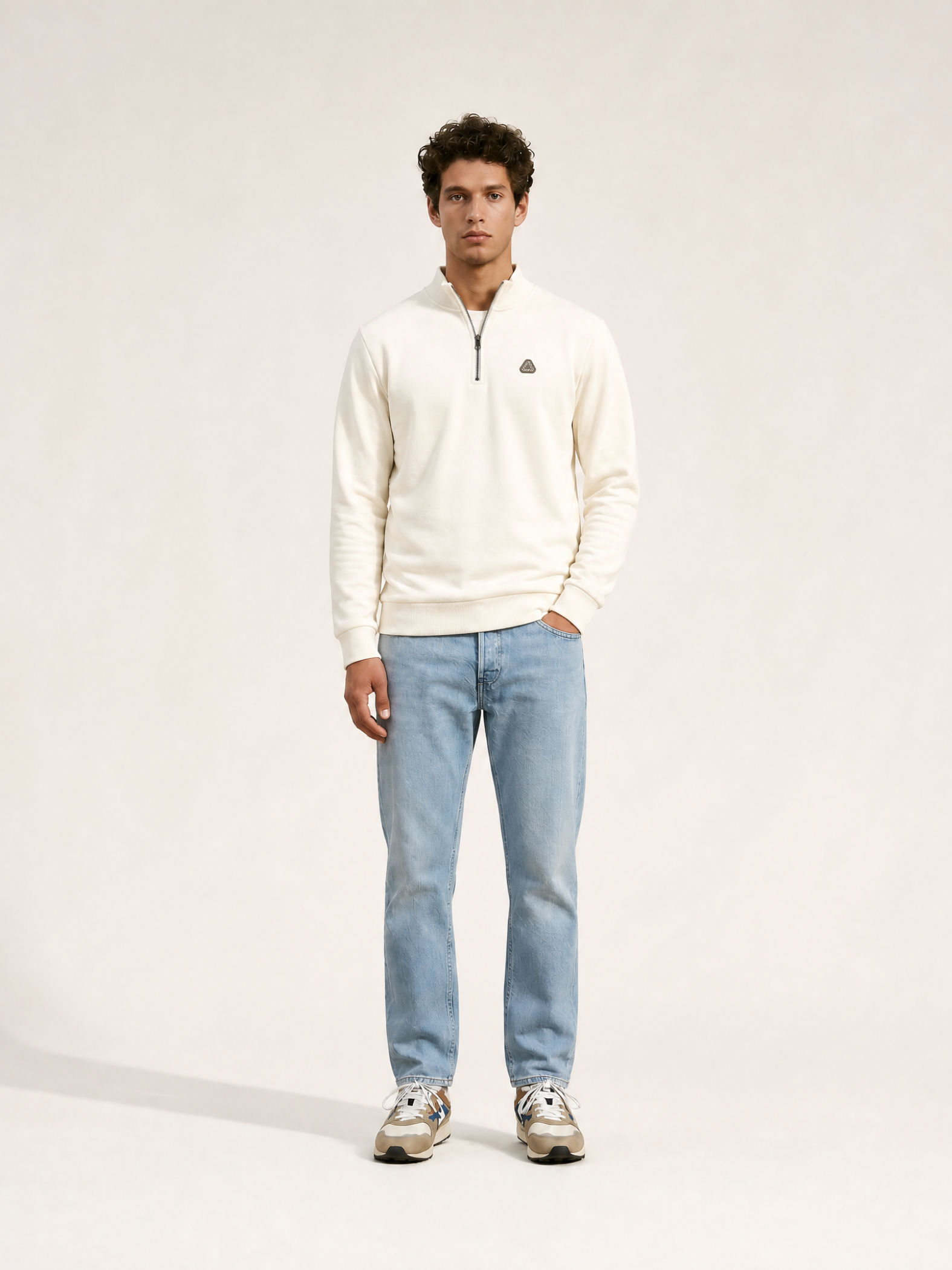 Vai Allez Vamos - Half Zipper - Sweatshirt - Star White