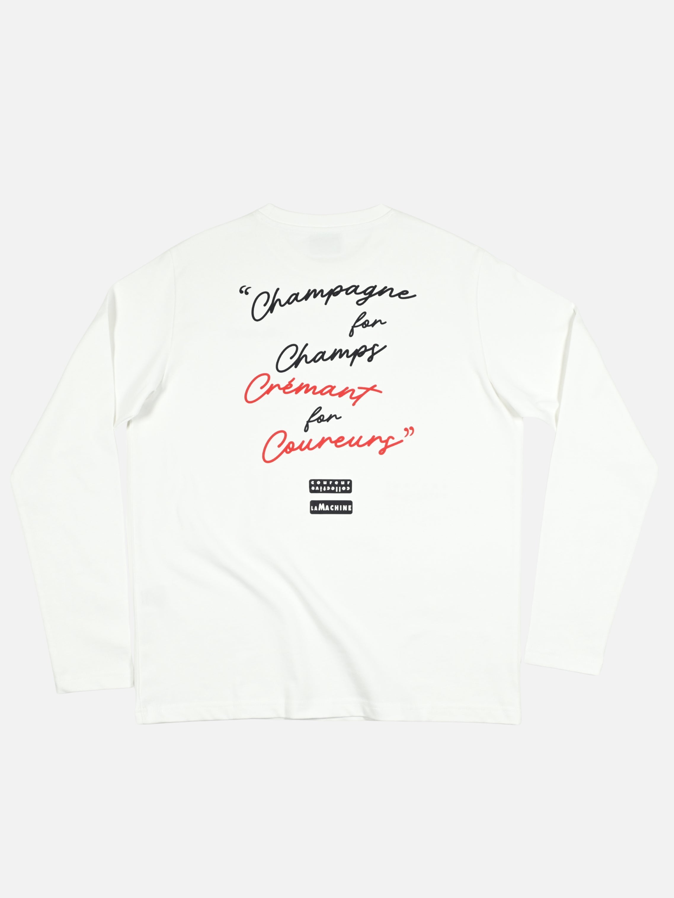 Detail view of the Crémant for Coureurs - Longsleeve by La Machine Cycle Club.