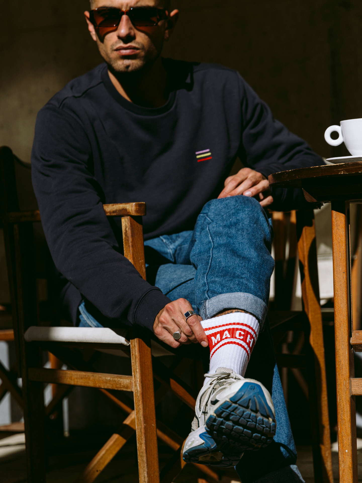 Additional view of the Grand Tours III - Embroidered Sweatshirt by La Machine Cycle Club.