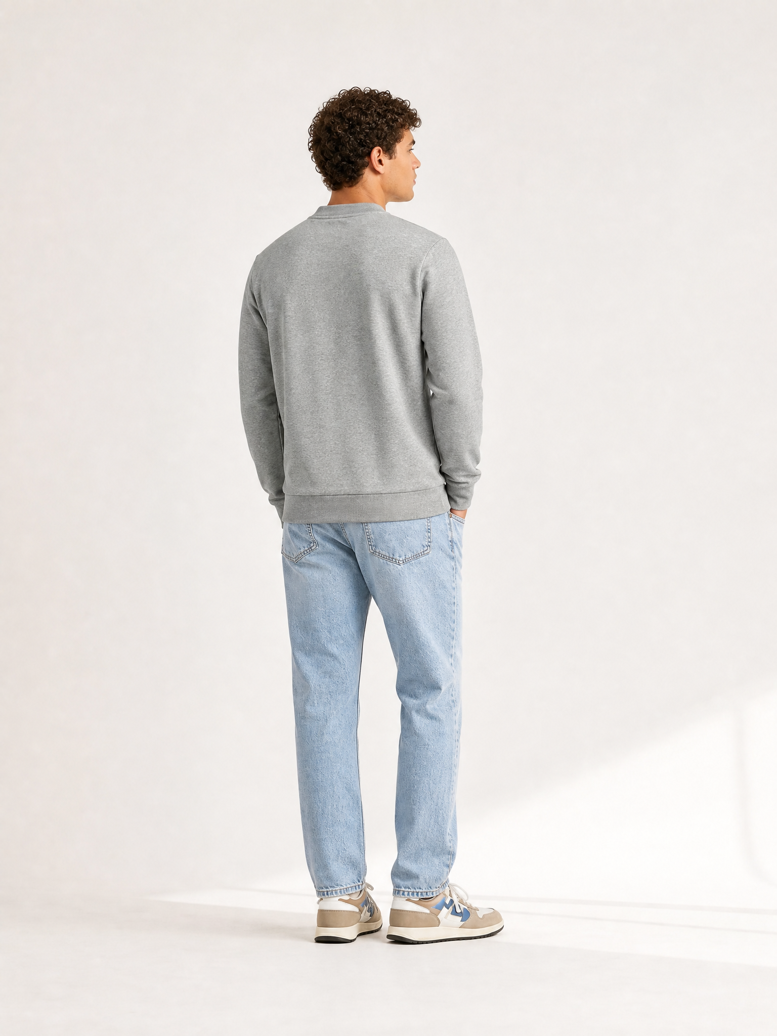 Back view of the La Machine Club Line - Sweatshirt - Grey Melange by La Machine Cycle Club.