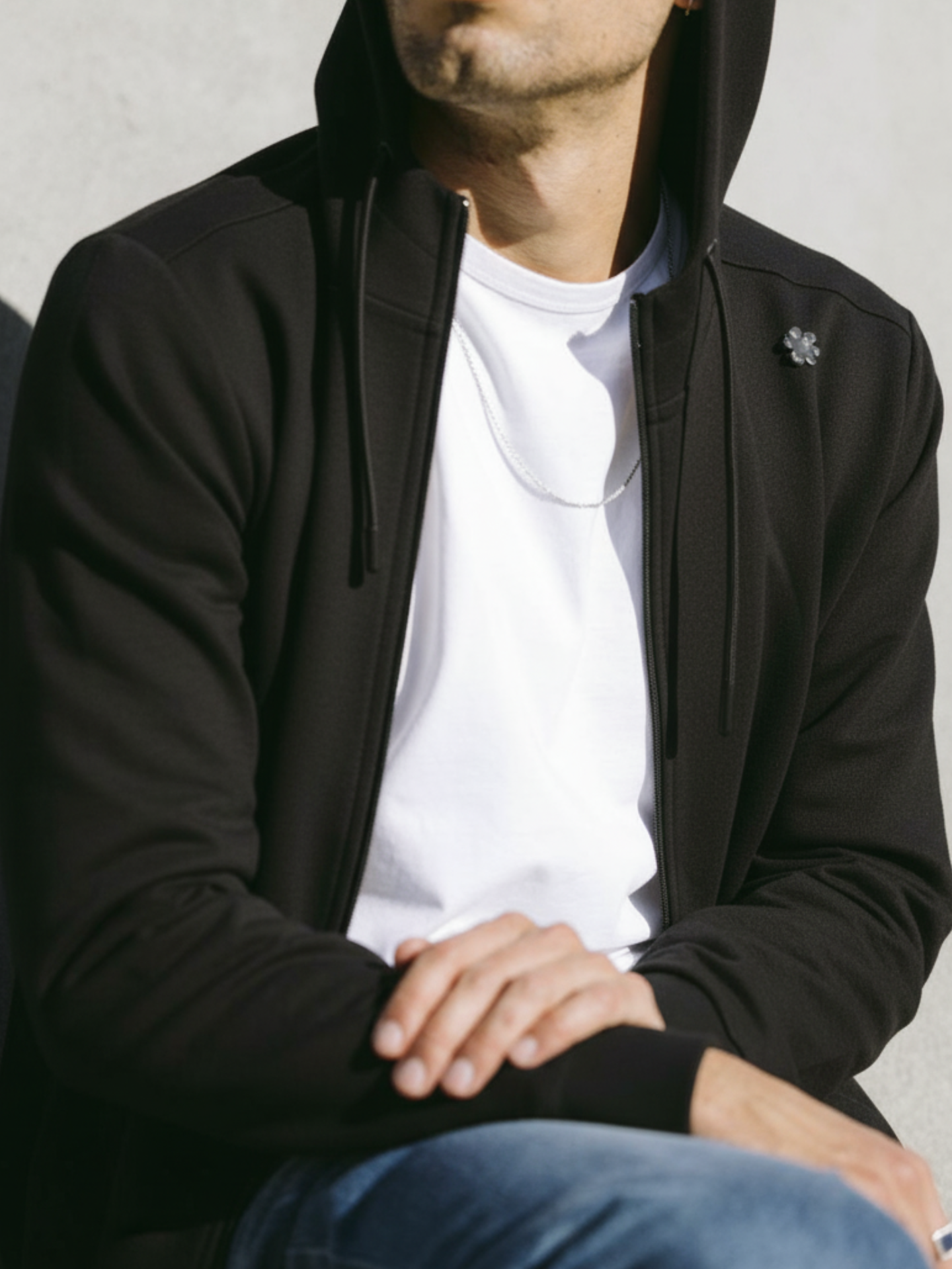 Additional view of the Lucky 13 - Zipped Hoodie - Black by La Machine Cycle Club.