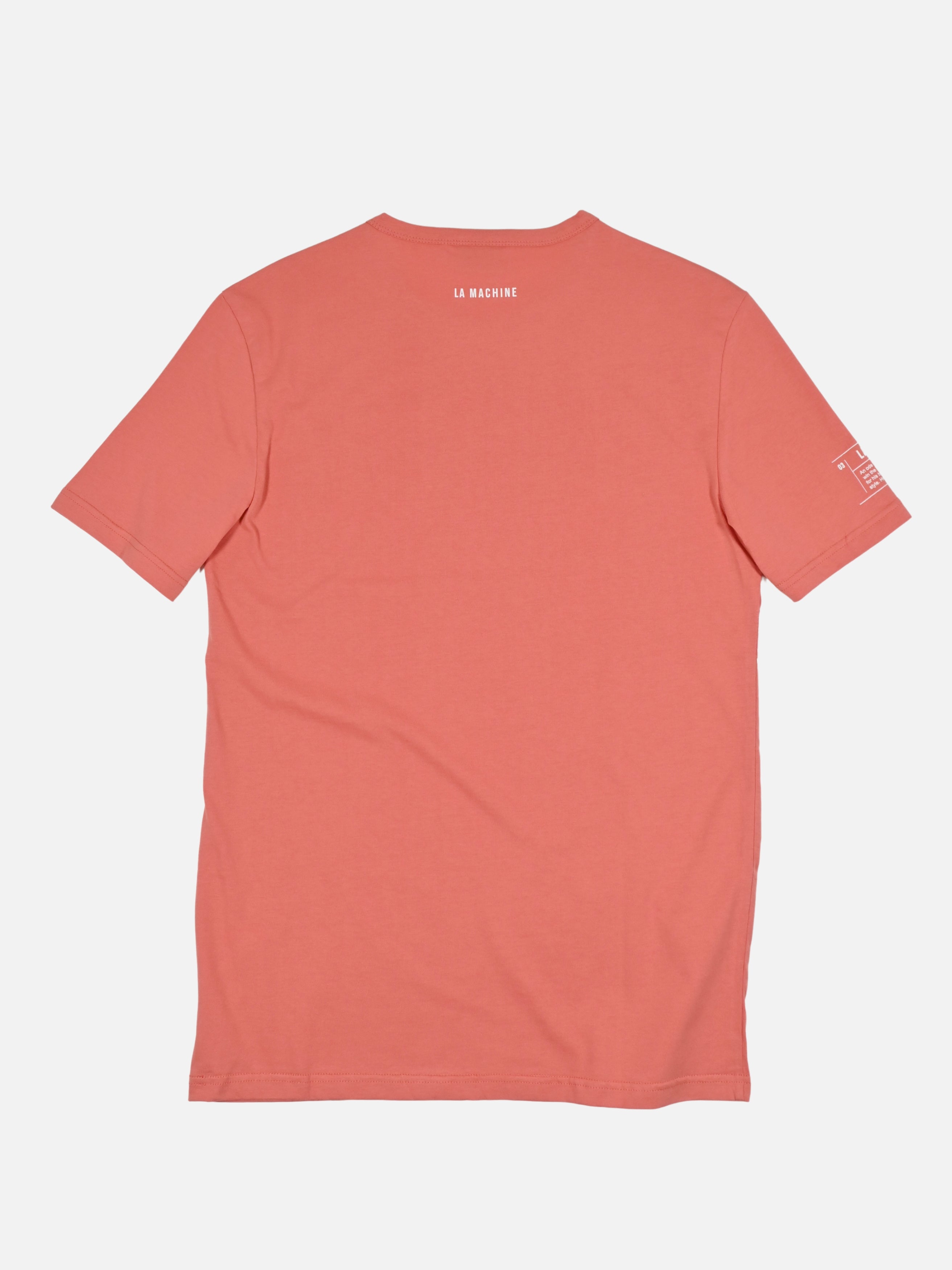 The Pedaleur de Charme - T-shirt - Coral by La Machine Cycle Club, alternate product view.