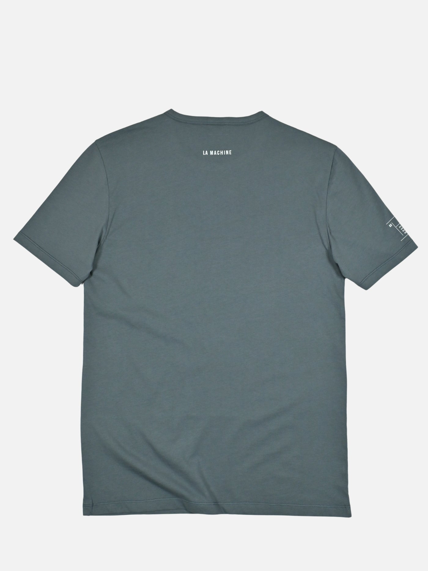 Detail view of the Pedaleur de Charme - T-shirt - Charcoal Teal by La Machine Cycle Club.