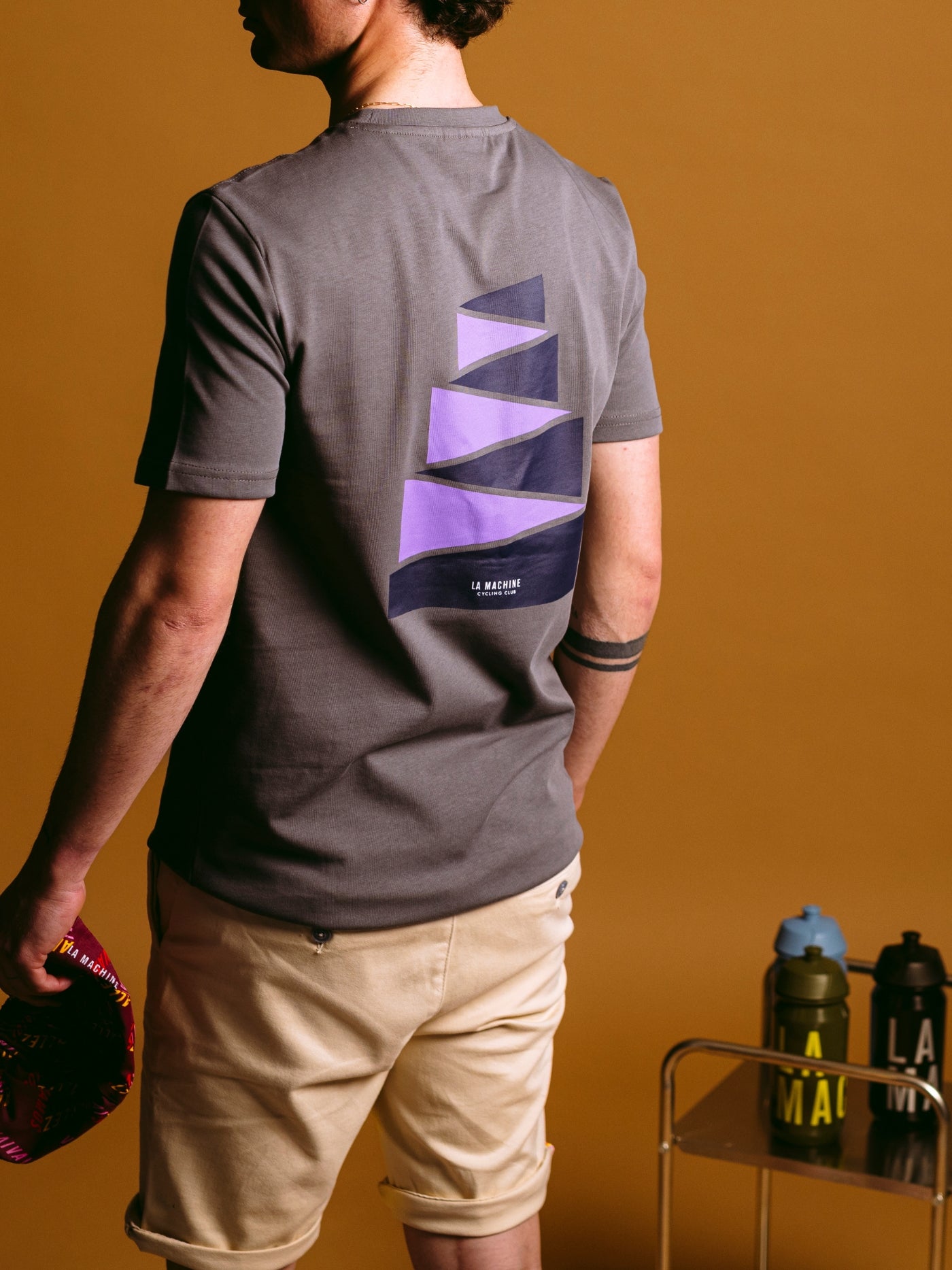 The Stelvio - T-shirt by La Machine Cycle Club, shown from another angle.