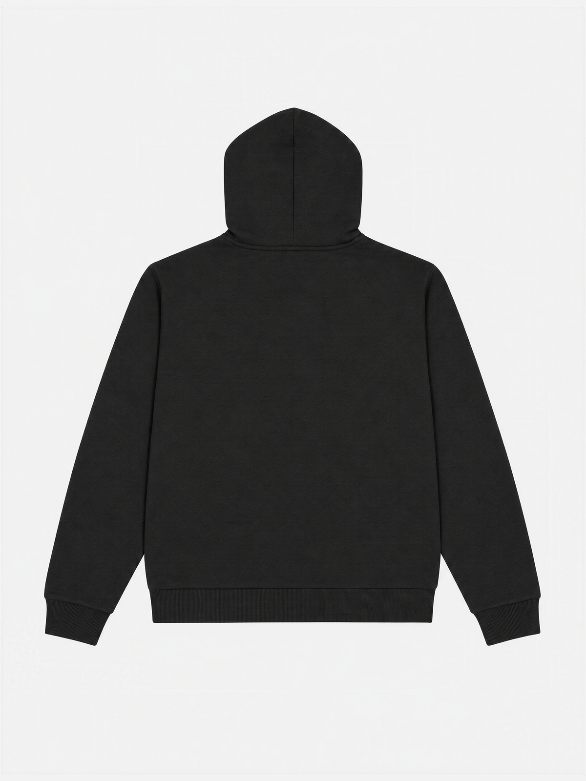 Back view of the Lucky 13 Zipped Hoodie in black, laid flat.
