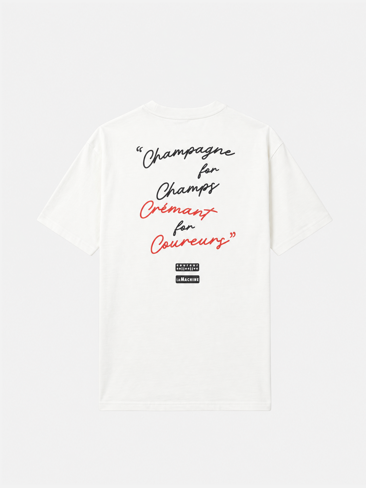 Back view of the Crémant for Coureurs tee.