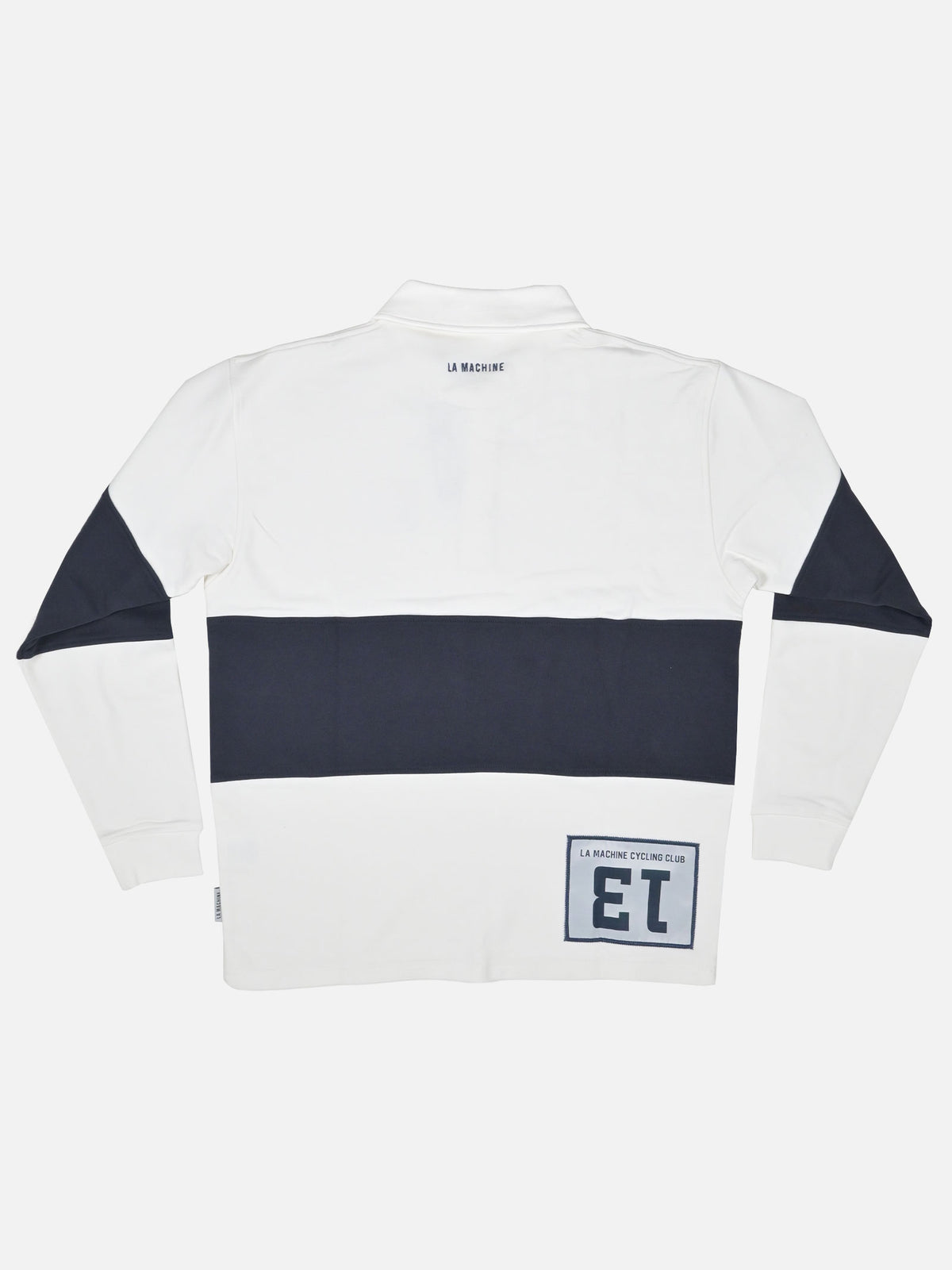 Number 13 - Longsleeve Polo - Dark Navy Blue / Off White