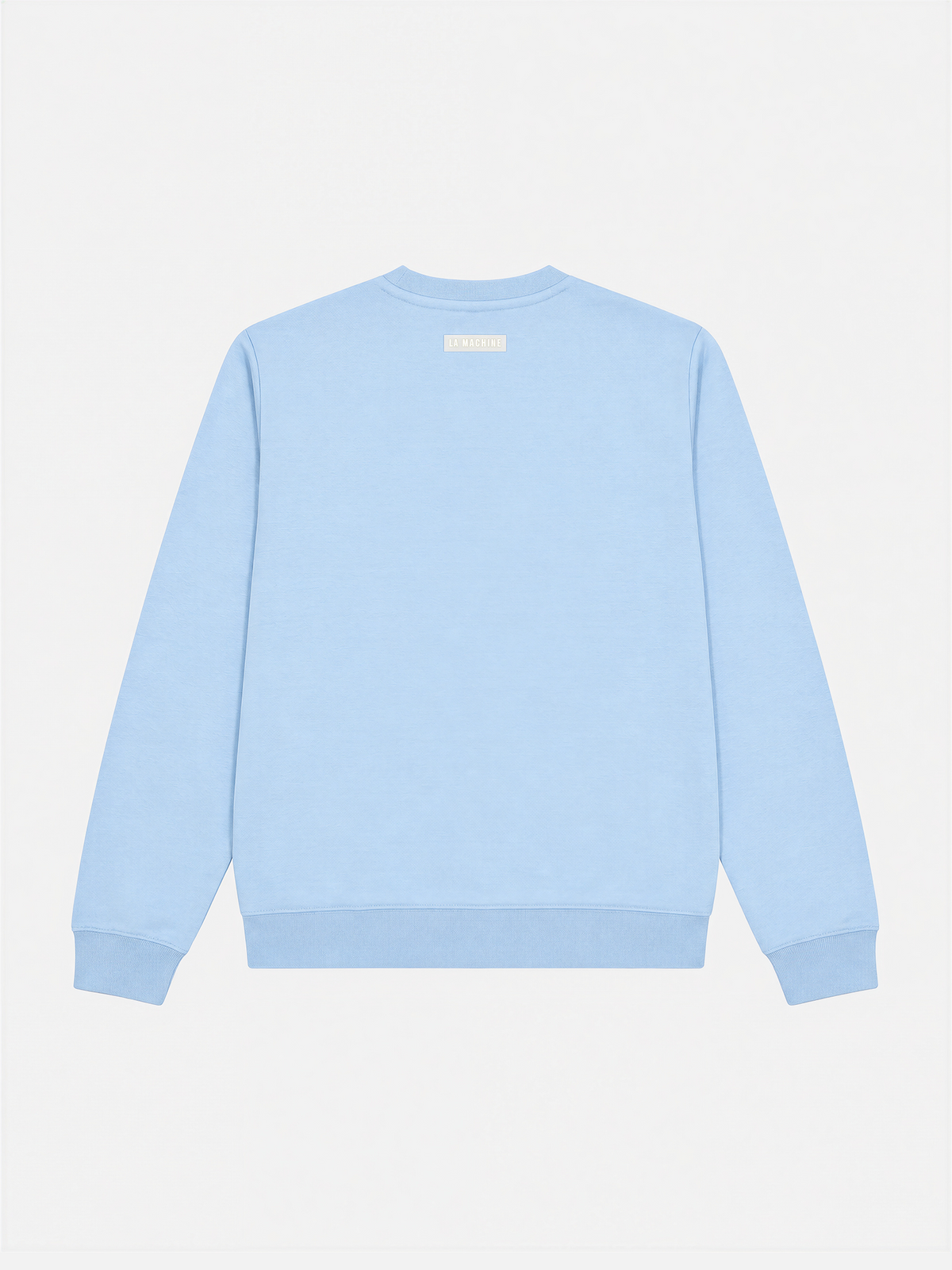 Detail of the ribbing on the light blue Pedaleur de Charme sweatshirt.
