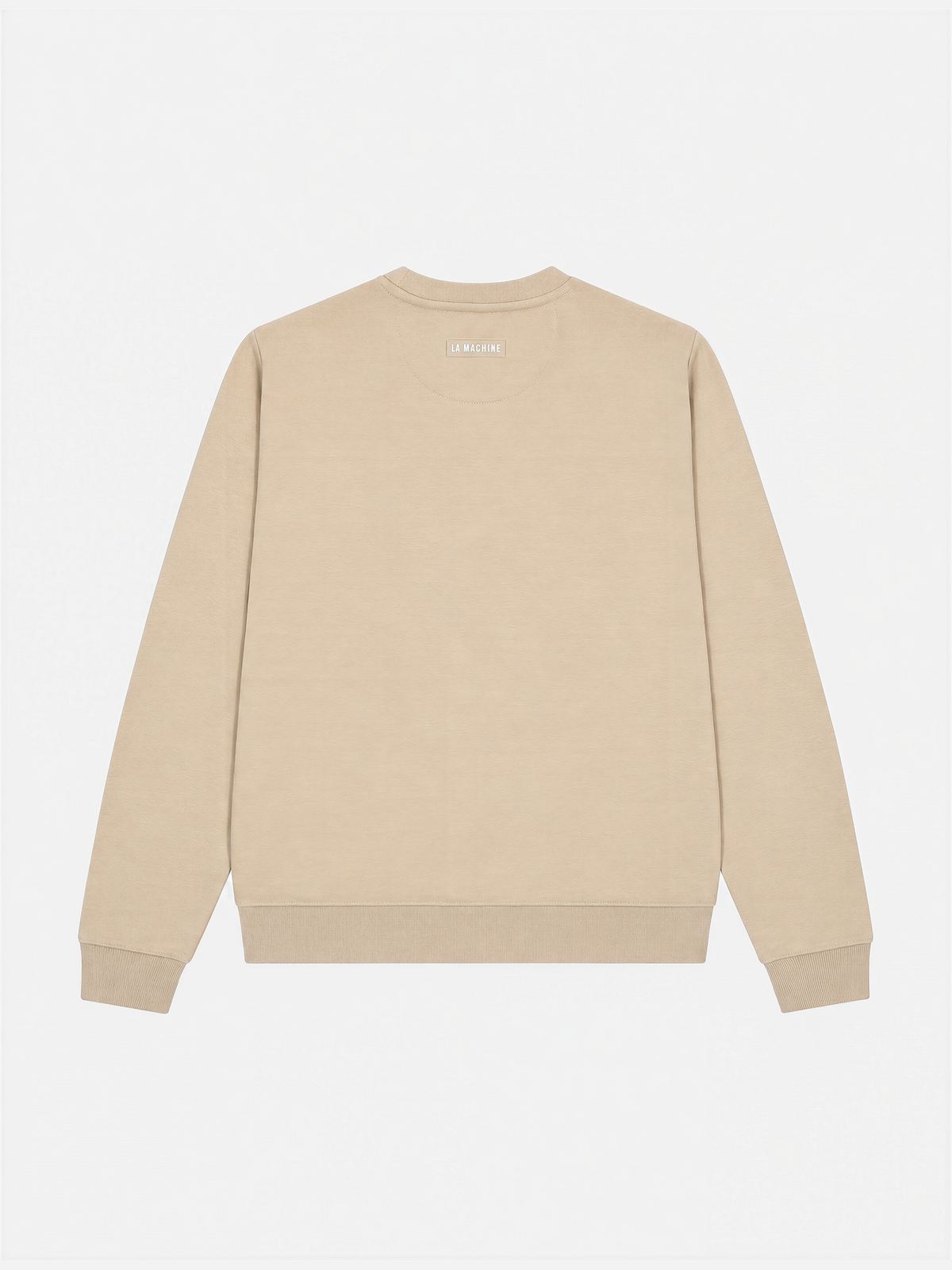 Back view of the sand Pedaleur de Charme sweatshirt, laid flat.