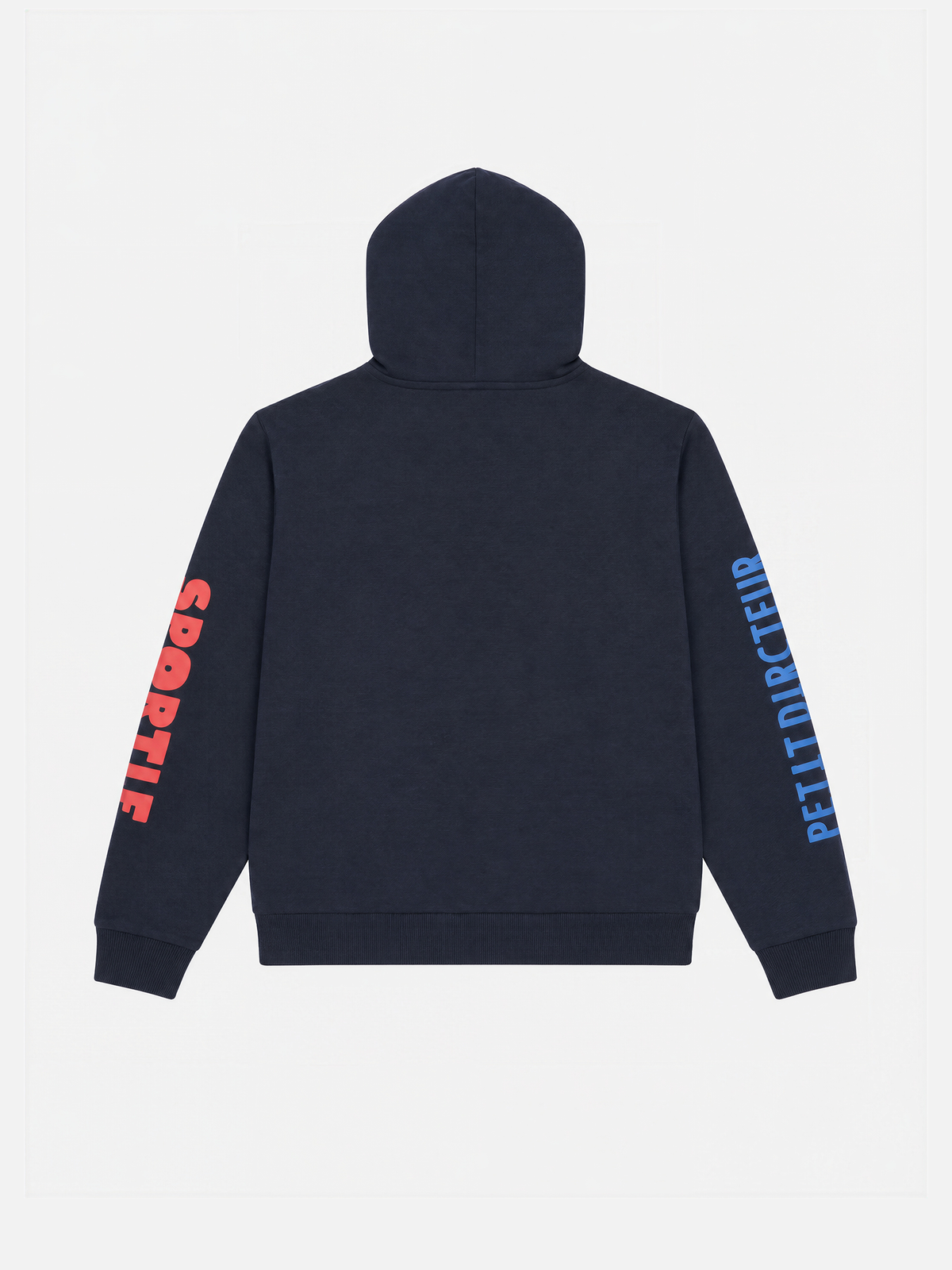 Back view of the Petit Directeur Sportif Hoodie by La Machine, laid flat.