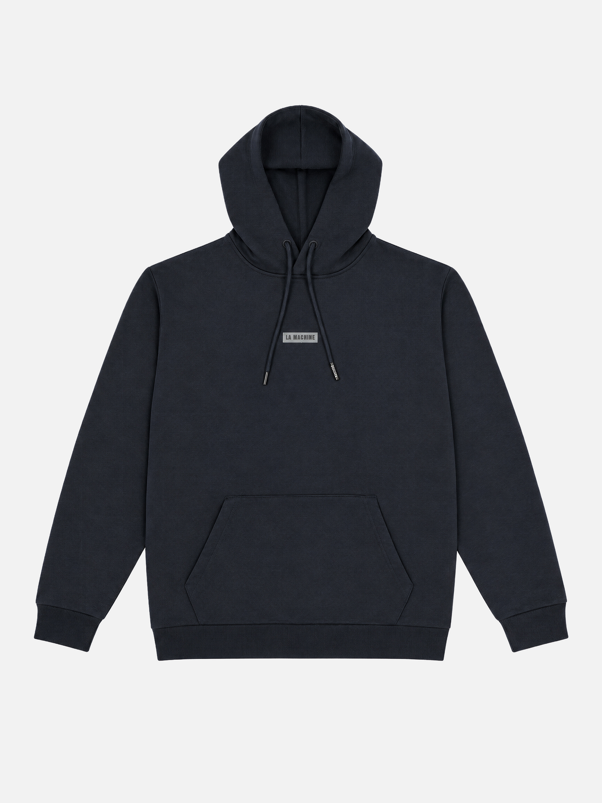 Front view of the Ride Hard Rest Hard Hoodie in black, laid flat.