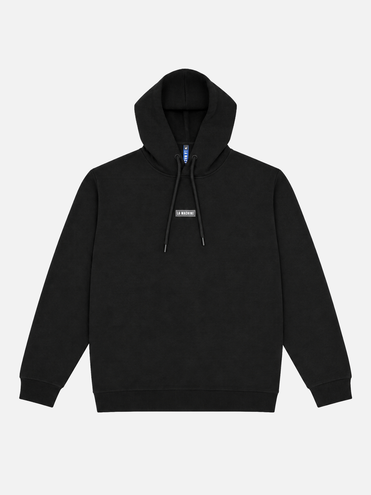 Back view of the Social Cycling Club Hoodie in black, laid flat.