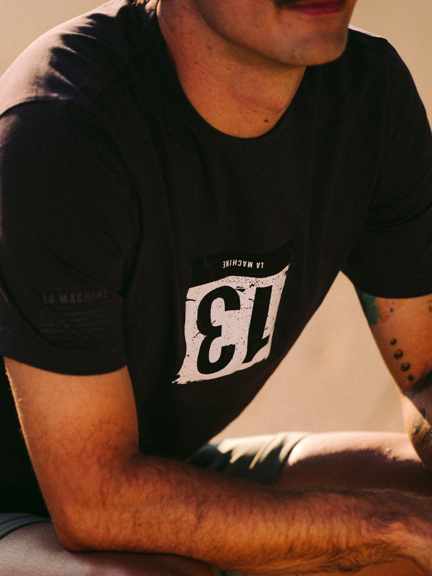 Additional view of the Bib Number 13 - T-shirt - Charcoal Teal by La Machine Cycle Club.