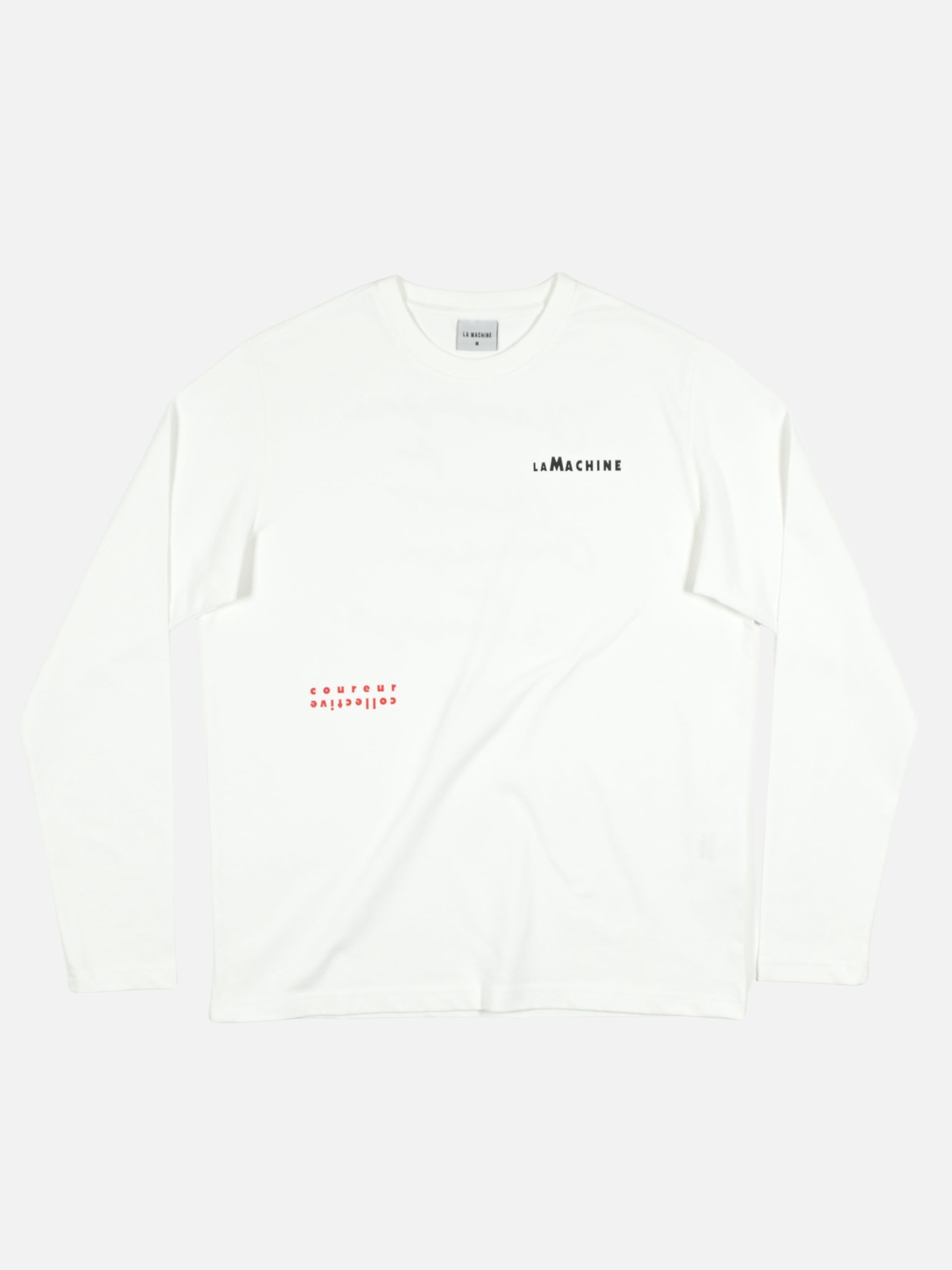 Crémant for Coureurs longsleeve by La Machine, with the 'Crémant for Coureurs, Champagne for Champs' manifesto print — a toast to the peloton's pecking order.