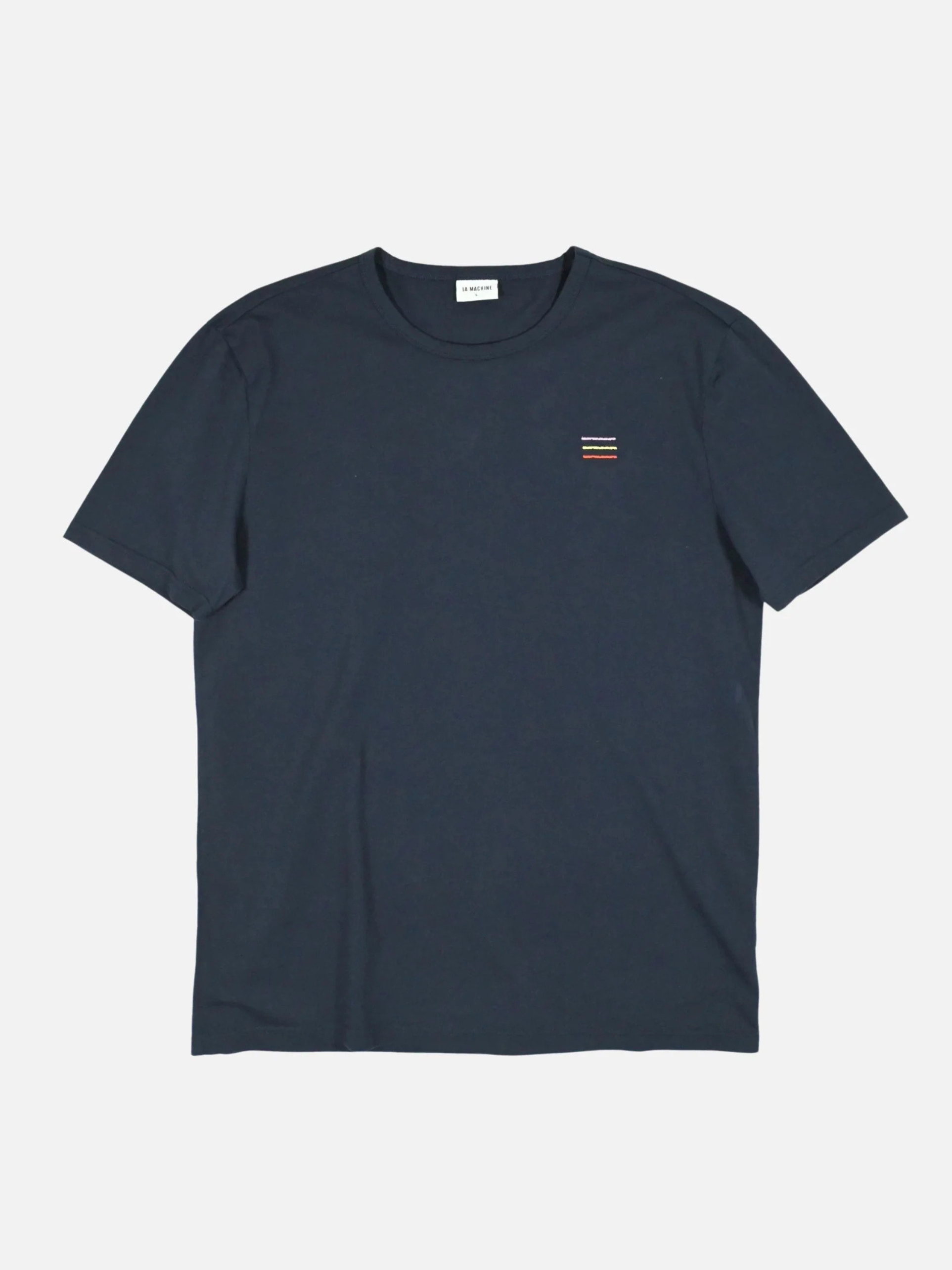Grand Tours III t-shirt by La Machine with subtle embroidered red, white and yellow Grand Tour stripes on the chest — a tribute to the Giro, Tour and Vuelta.