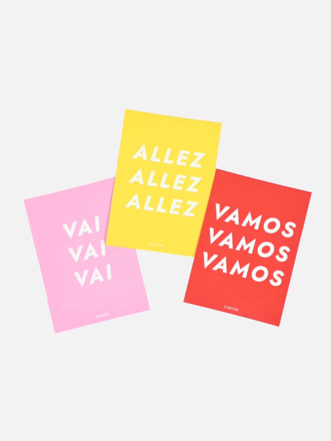 The La Machine Sticker Set - Vai Allez Vamos - 3x by La Machine Cycle Club, shown from another angle.