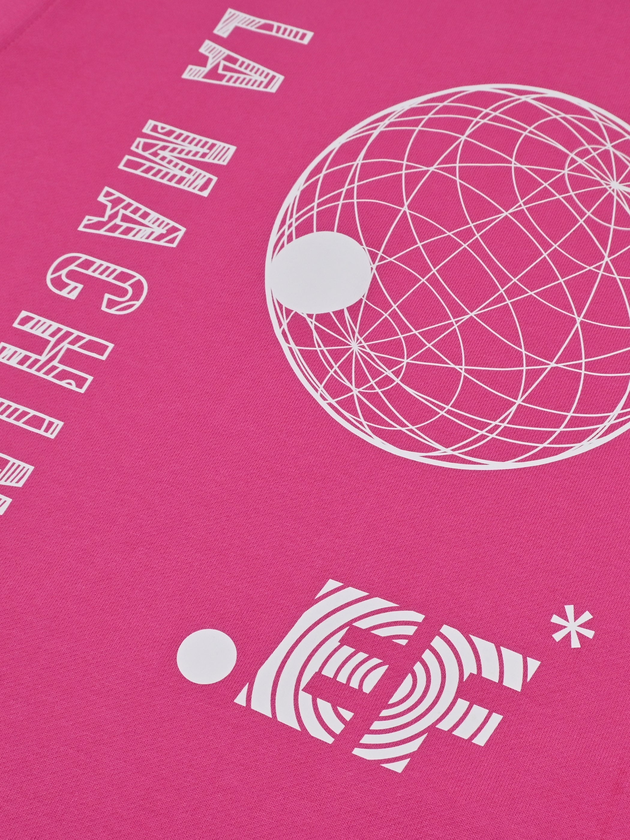 The La Machine X EF Pro Cycling - Globe Hoodie - Pink by La Machine Cycle Club, shown from another angle.