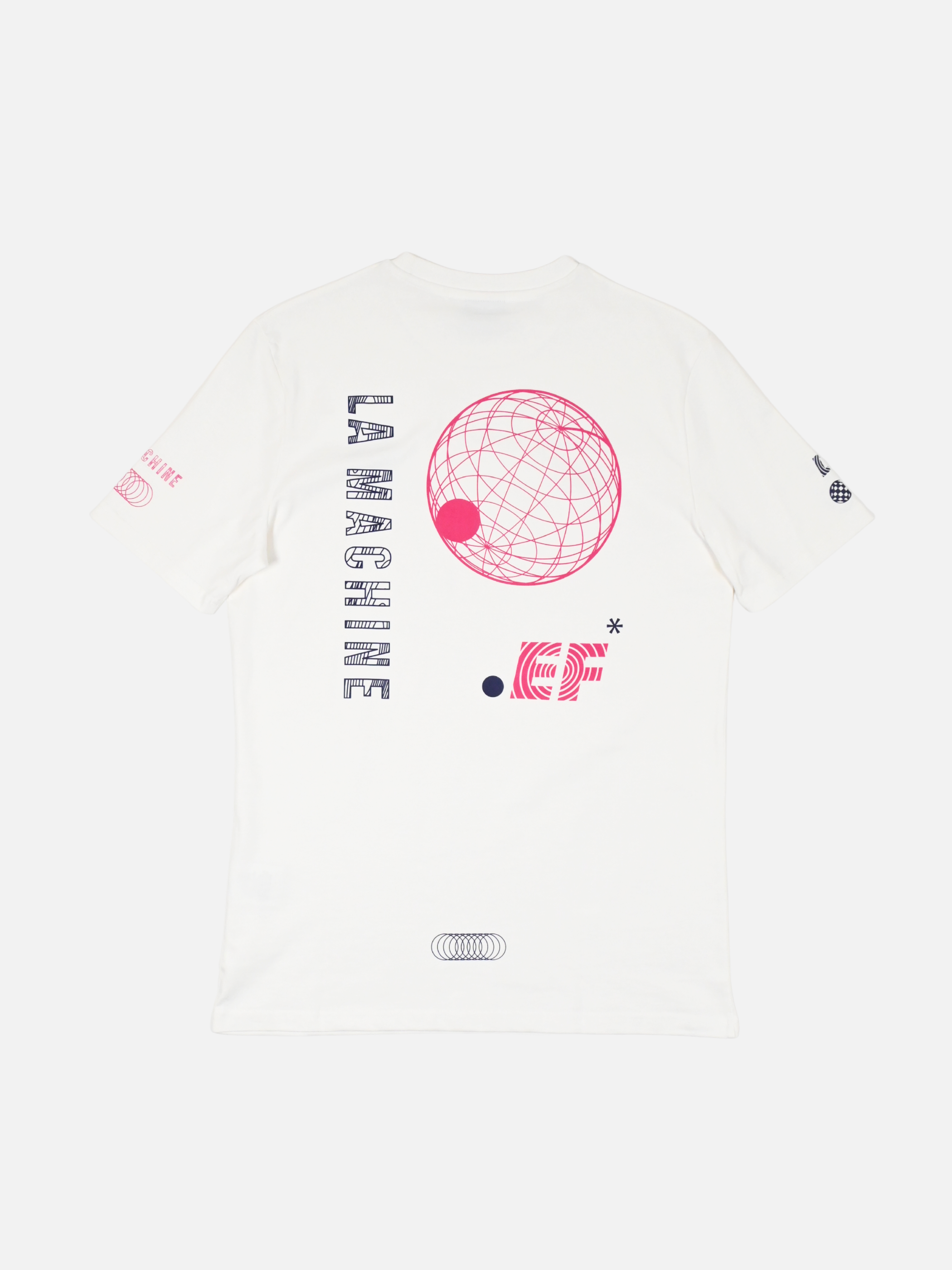 Detail view of the La Machine X EF Pro Cycling - Globe T-shirt - Off White by La Machine Cycle Club.