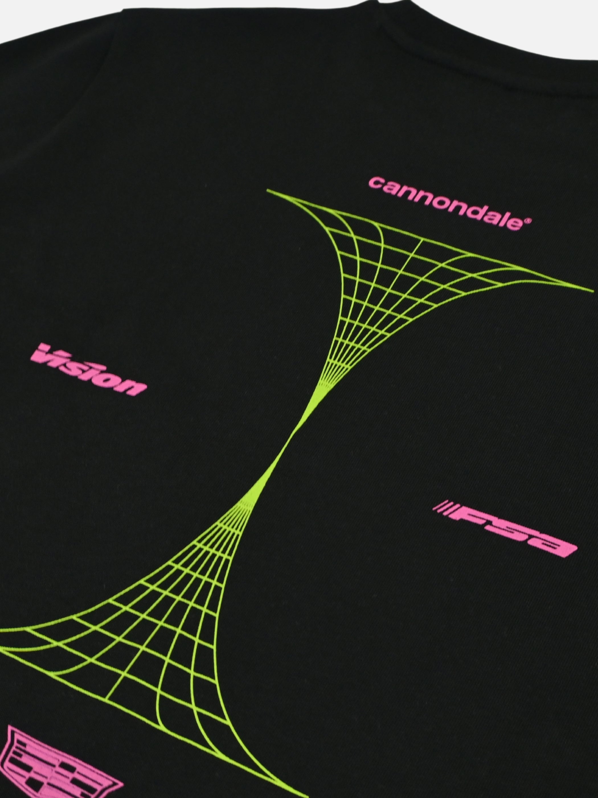 Detail view of the La Machine X EF Pro Cycling - Reverted T-shirt - Black by La Machine Cycle Club.