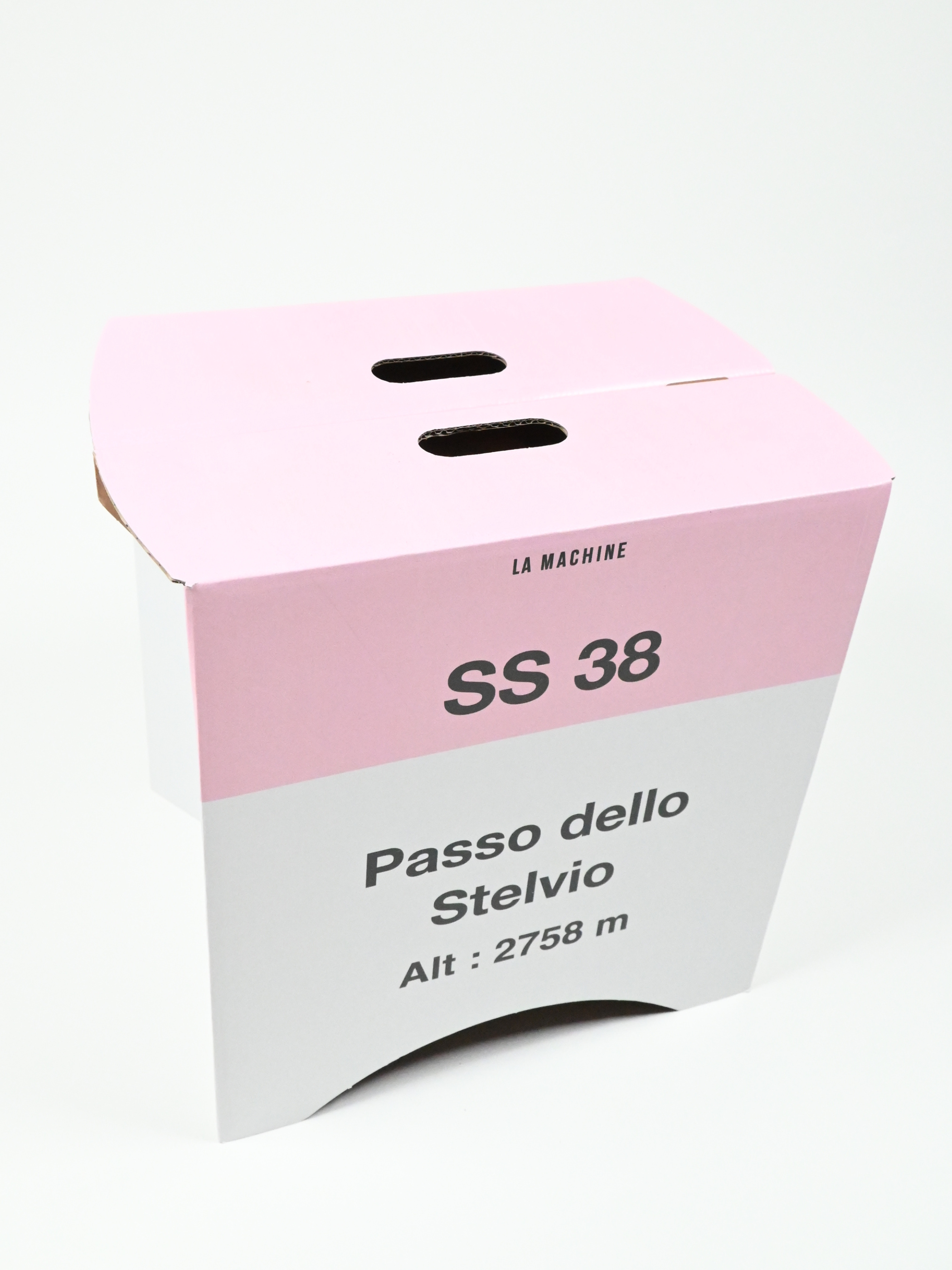 The Passo dello Stelvio - 2-in-1 Stool & Sidetable by La Machine Cycle Club, shown from another angle.