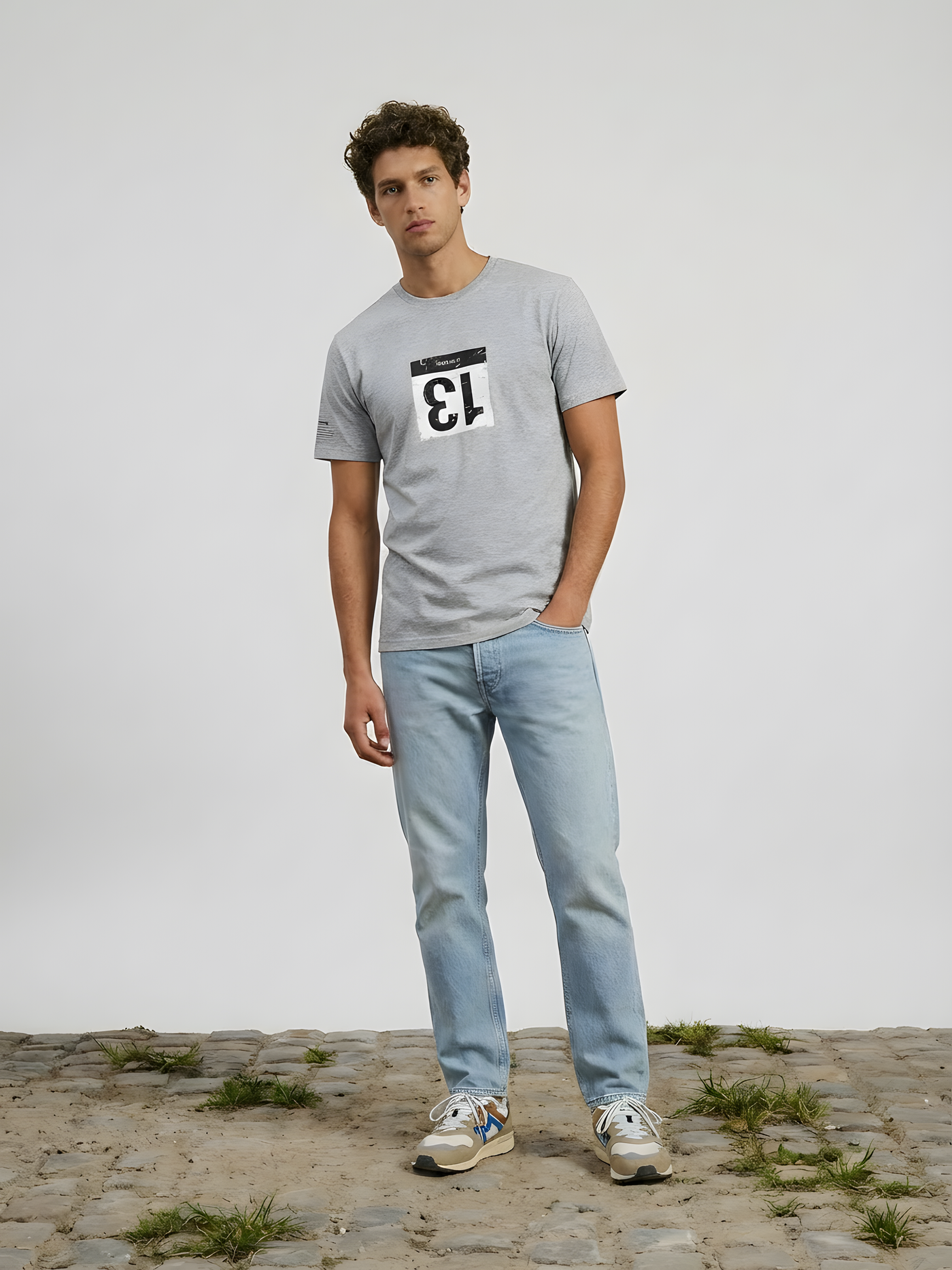 Bib Number 13 - T-shirt  - Melange Grey