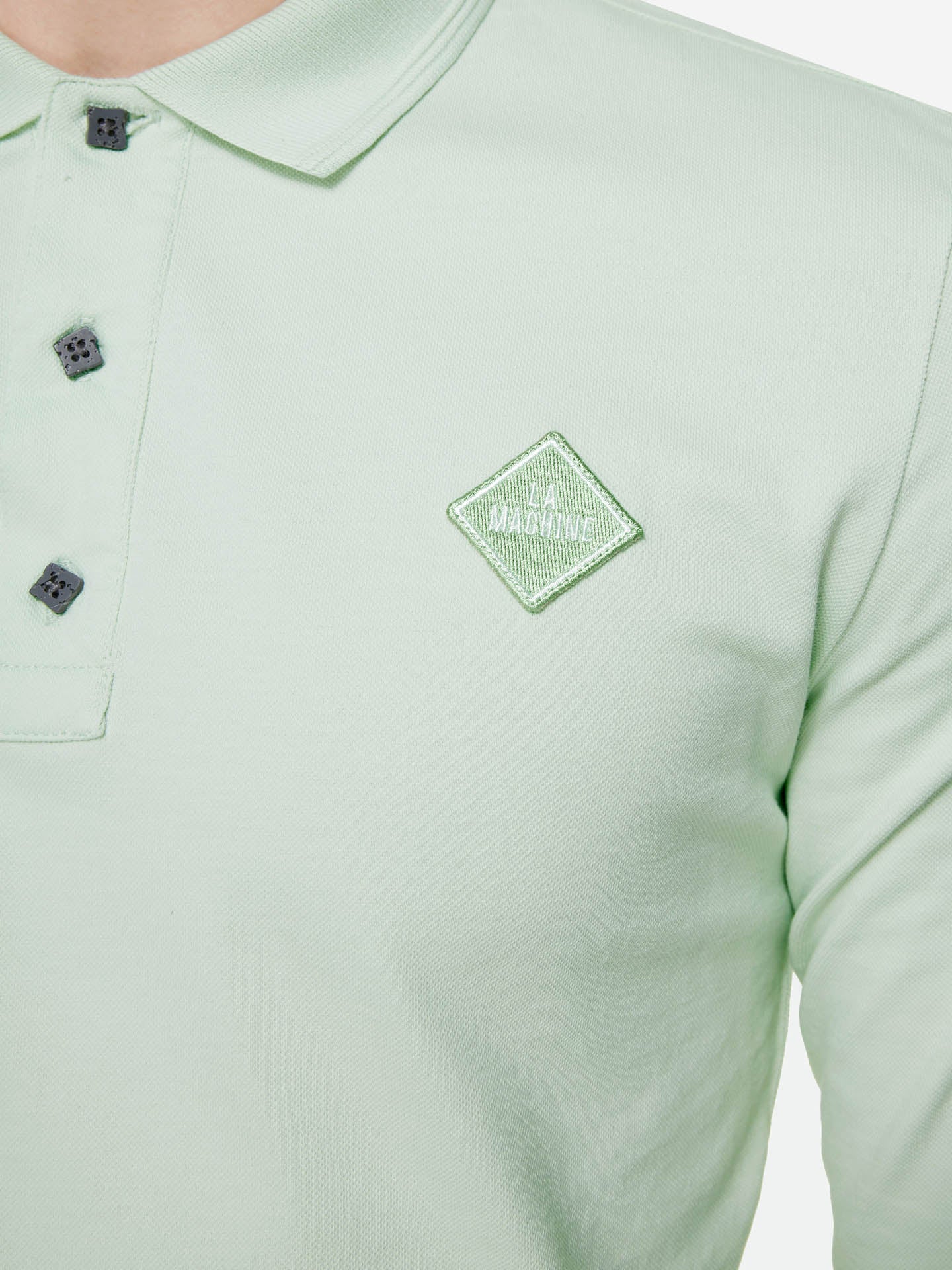 Le Pavé Green - Long Sleeve Polo Shirt - La Machine Cycle Club